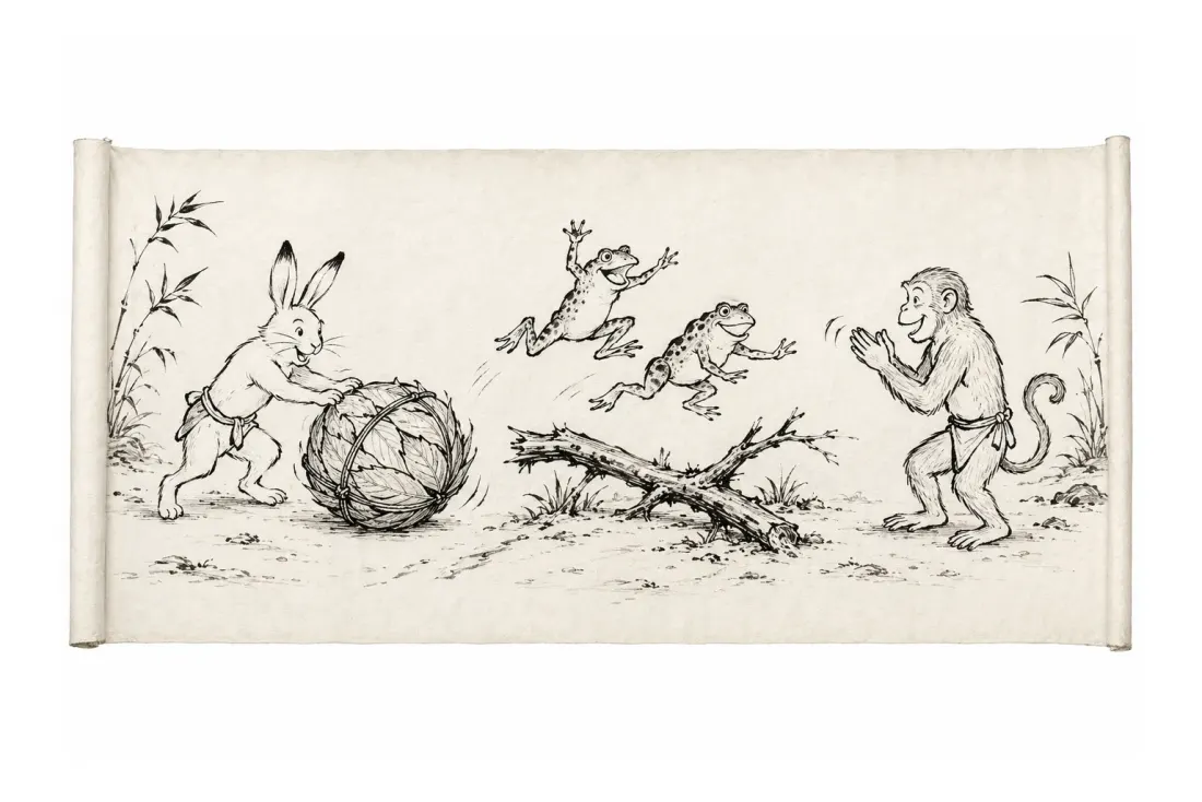 Picture-scroll style animals