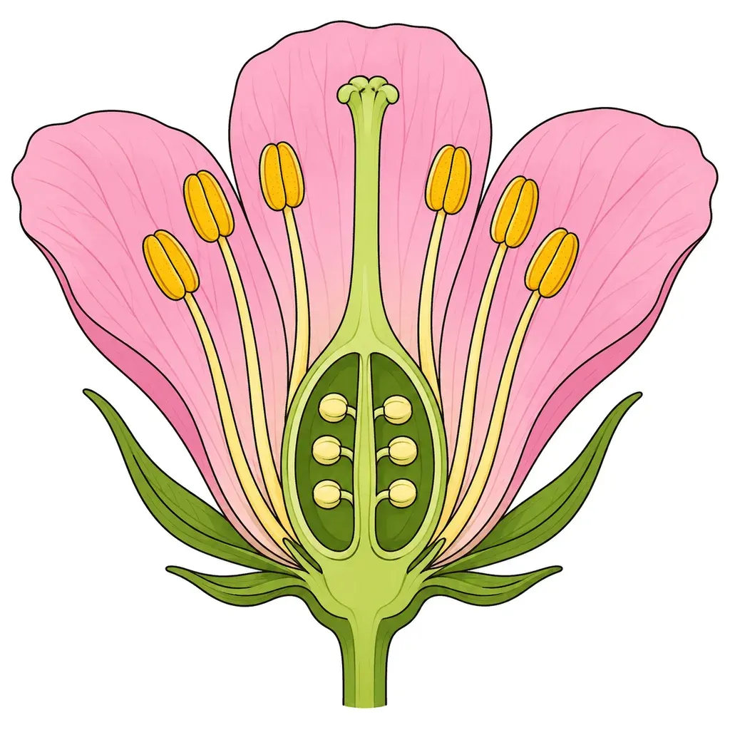 花のつくり（断面）の図