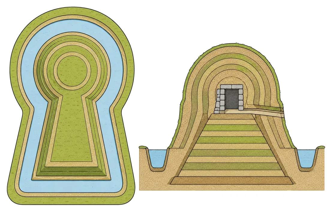 Keyhole tomb plan and section