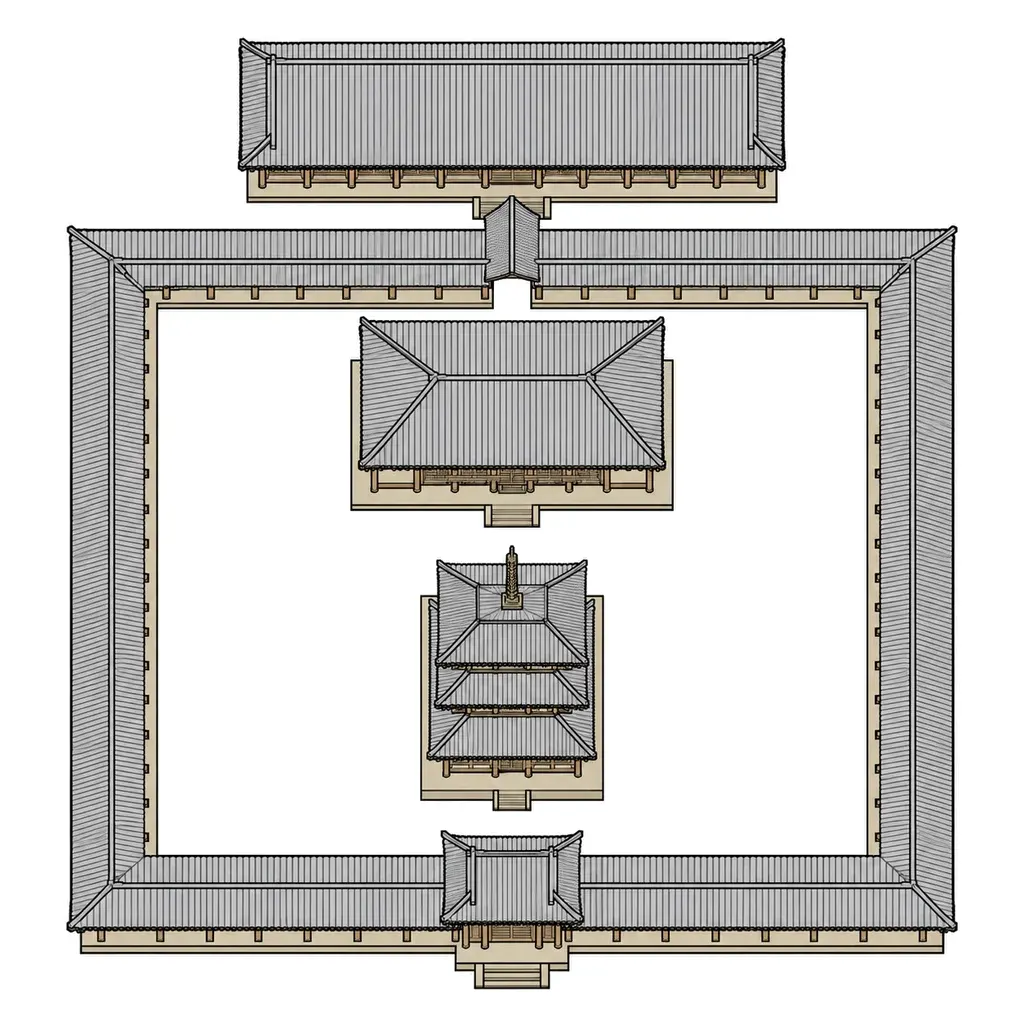 Temple compound layout