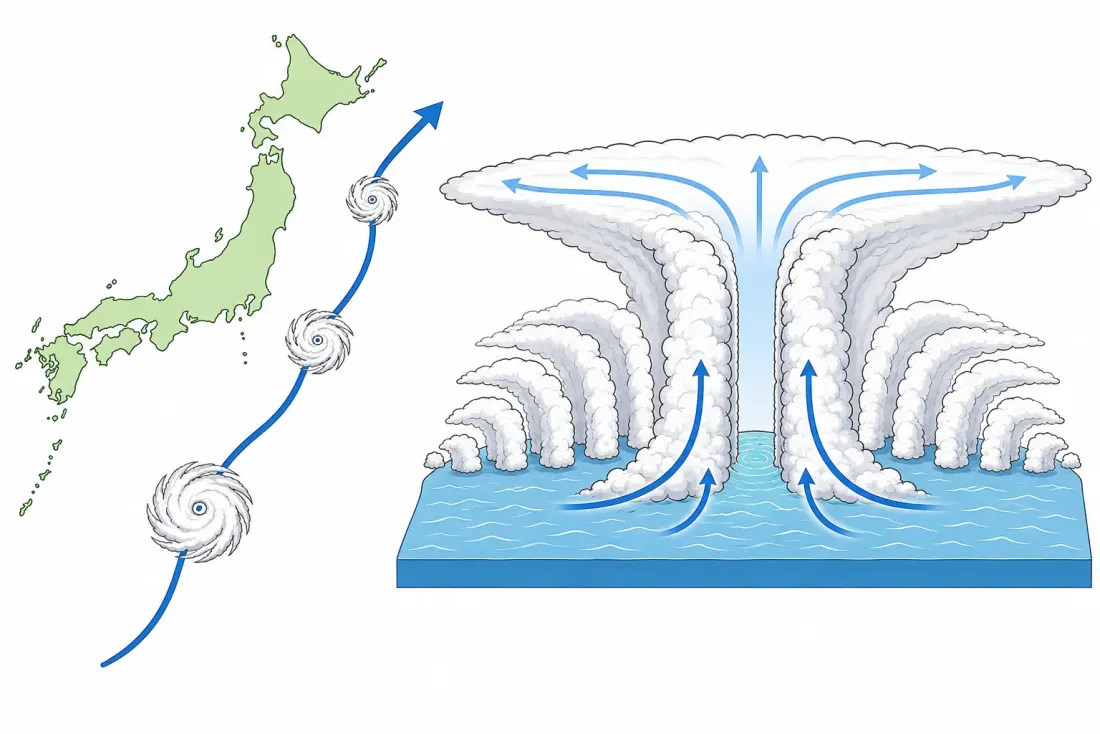 Typhoon track and structure